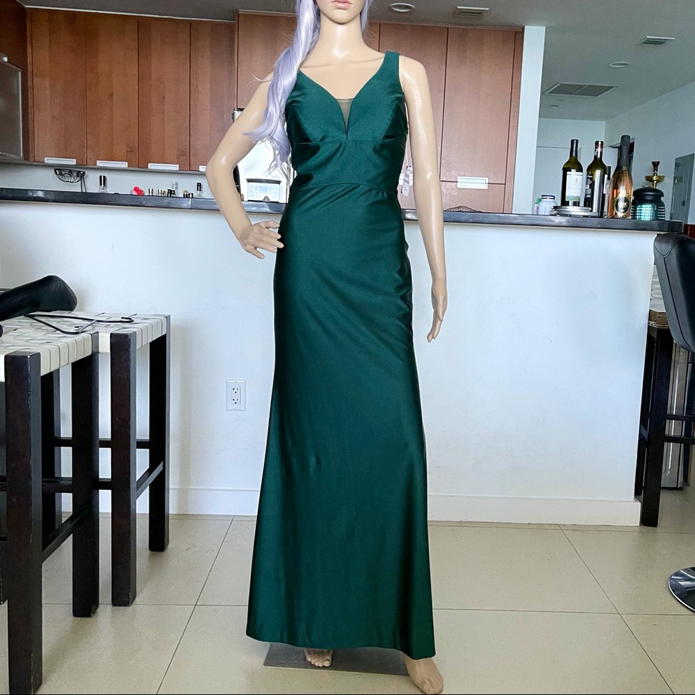 Morgan & Co Cut-out Back Satin Gown - Picture 3 of 15
